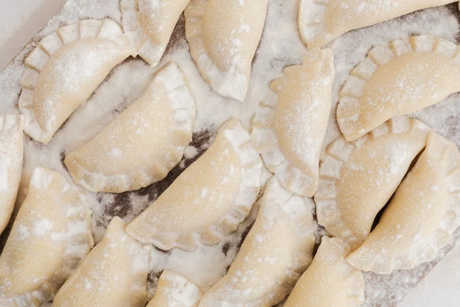Air fryer pierogies recipe - stock photo